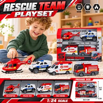 Multifuncion Fire Succour Cars With Sound And Light Set - სათამაშო მანქანა, 2 image
