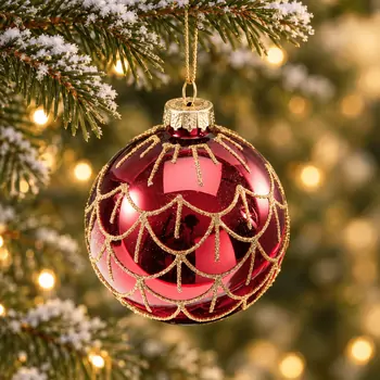 Burgundy Golden Garland Hanging Decoration - ნაძვის ხის სათამაშო