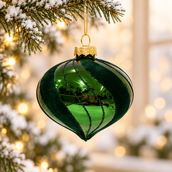 Emerald Velvet Whirl Hanging Decoration - ნაძვის ხის სათამაშო