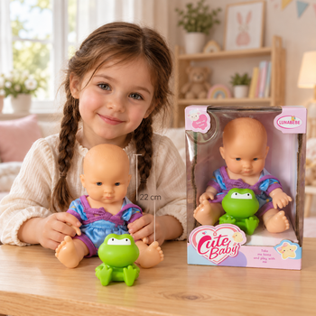Cute Baby Doll With Little Frog - სათამაშო თოჯინა ბაყაყით