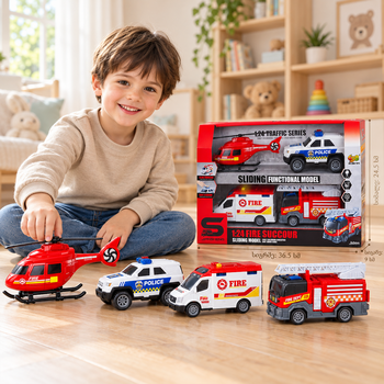 Multifuncion Fire Succour Cars With Sound And Light Set - სათამაშო მანქანა