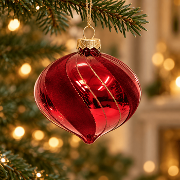 Crimson Velvet Twist Hanging Decoration - ნაძვის ხის სათამაშო