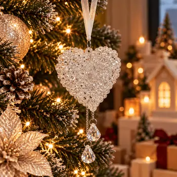 Crystal Heart Glow Hanging Decoration - ნაძვის ხის სათამაშო
