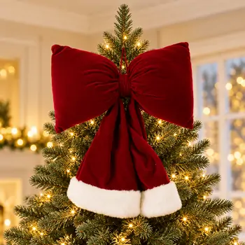 Velvet Christmas Crown Bow Hanging Decoration - საახალწლო ხავერდის ბანტი