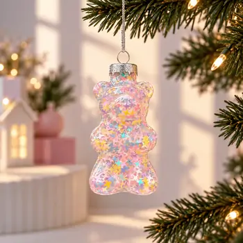 Pastel Starry Teddy Bear Hanging Decoration - ნაძვის ხის სათამაშო დათუნია
