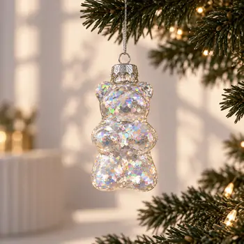 Prism Sparkle Teddy Bear Hanging Decoration - ნაძვის ხის სათამაშო დათუნია