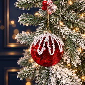 Ruby Crystal Cascade Christmas Bauble Hanging Decoration - ნაძვის ხის სათამაშო