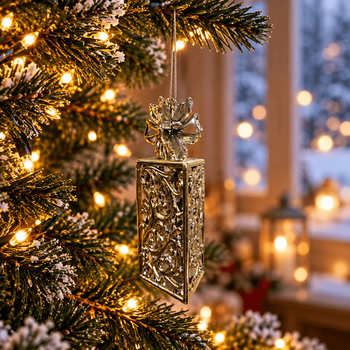Golden Elegance Gift Box Hanging Decoration - ნაძვის ხის სათამაშო, 2 image