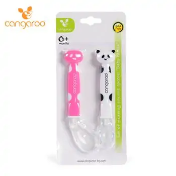Cangaroo-ს ჩვილის კოვზები Set of silicone spoons “Baby Panda“ Girl F1607