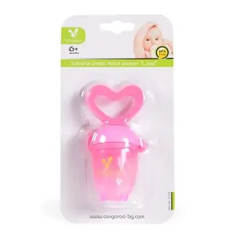 Cangaroo-ს საბავშვო ხილის საჭმელი საწოვარა Silicone Fresh Food Feeder Love PINK - F1333, 2 image