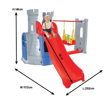 Pilsan-ის კოშკი სასრიალო საქანელა 07 961 CASTLE SLIDE WITH SWING-PURPLE, 3 image