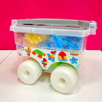 Pilsan-ის სათამაშო კუბიკები 03 575 MASTER BLOCKS W TROLLEY  ( grey) 56 PCS, 2 image