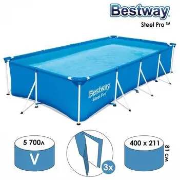 Bestway 56405 Steel Pro Rectangle Above Ground Pool Set-კარკასული აუზი, 3 image