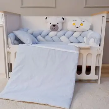 Yuar Baby Braided Eko Bedding Set for crib Blue ახალშობილის საწოლის თეთრეული