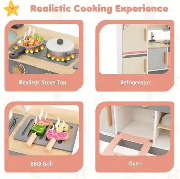 Wooden Play Kitchen Set - საბავშვო ხის სამზარეულო, 6 image