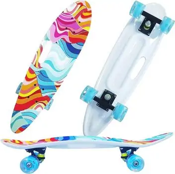 Penny Board Colorful Waves With LED Wheels პენიბორდი, 2 image