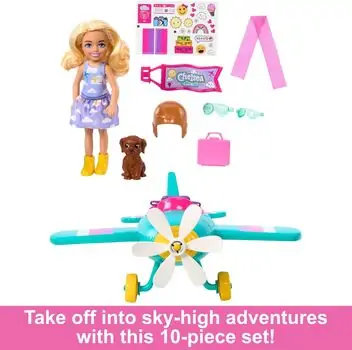Barbie Chelsea HTK38 Doll & Plane Playset - ბარბის თვითმფრინავი, 3 image