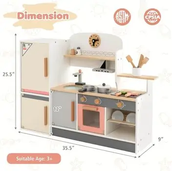 Wooden Play Kitchen Set - საბავშვო ხის სამზარეულო, 7 image