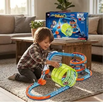 Glow Flip Track Set With Three 360° Loops - სათამაშო სამ მარყუჟიანი ტრასა, 2 image