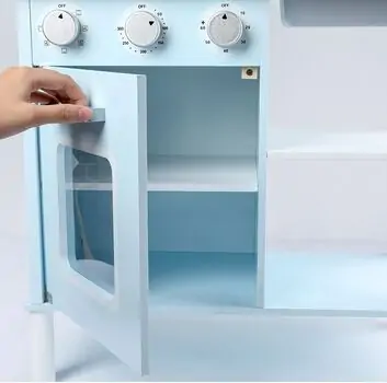 Toy Wooden Kitchen With Accessories Blue - ხის სათამაშო სამზარეულო, 4 image