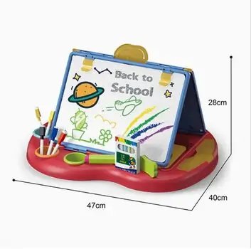 Folding Double Face Children's Drawing Board Red- საბავშვო სახატავი ორმხრივი დაფა, 4 image