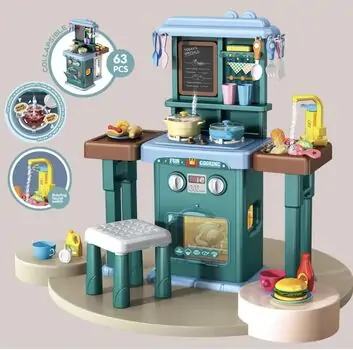 Spraying Kitchen Cooking Set Blue - ფუნქციური სათამაშო სამზარეულო აქსესუარებით, 5 image