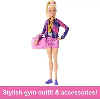 Barbie HRG52 Gymnastics Playset With Blonde Fashion Doll - სათამაშო ბარბის თოჯინა აქსეასუარებით, 3 image