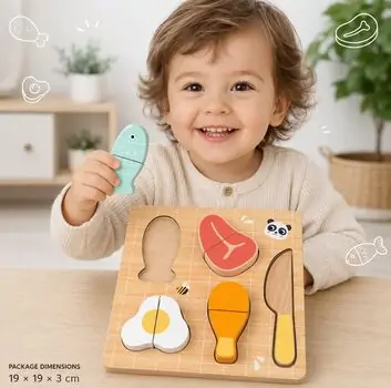 Tooky Toy Cutting Food 10 PCS - ხის განსავითარებელი სათამაშო დასაჭრელი საჭმელი