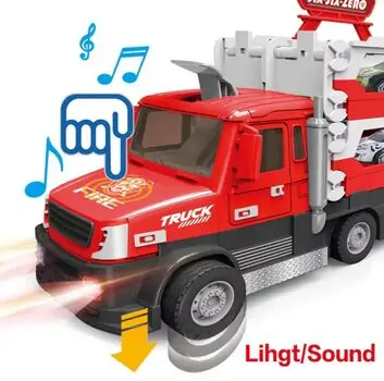Super Size Red Truck With Cars  - სათამაშო გადამზიდი მანქანა, 6 image