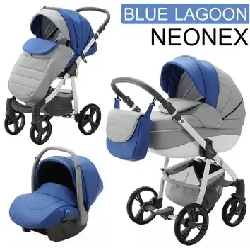 Adamex Neonex Blue Lagoon 3x1 საბავშვო ეტლის კომპლექტი