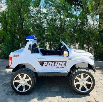 Police Super Car White - ელექტრო მანქანა კაუჩუკის საბურავებით, 4 image