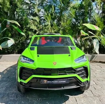 Lamborghini Electric Car Green - ელექტრო მანქანა კაუჩკის საბურავებით და ტყავის სავარძლით, 3 image
