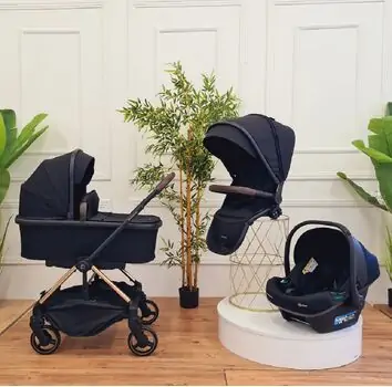 KikkaBoo Lanah 3in1 With Carrycot Black საბავშვო ეტლის კომპლექტი