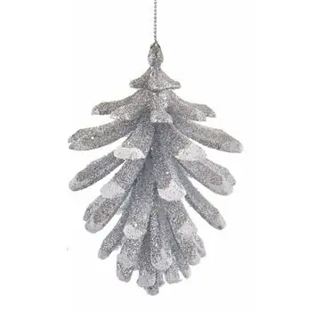 Pinecone Hanging Decoration Silver&White - ნაძვის ხის სათამაშო