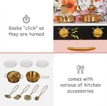 Wooden Kitchen Playset  Pink - საბავშვო ხის სამზარეულო, 6 image