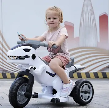 Dinosaur Moto For Kids White საბავშვო ელექტრო მოტოციკლი, 4 image