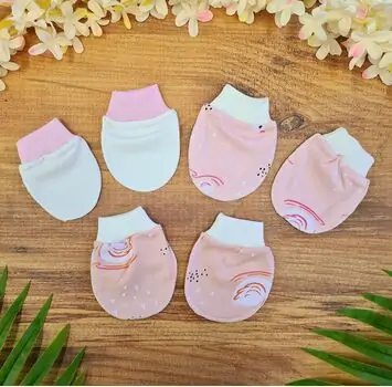 Miniword Beautiful Baby mittens Pink ახალშობილის ხელთათმანის ნაკრები