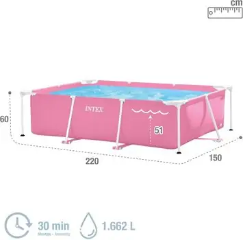 Intex 28266NP Pink Rectangular Frame Pool - კარკასული აუზი, 4 image
