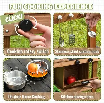 Wooden Outdoor Play Kitchen Set - საბავშვო ხის სამზარეულო, 5 image