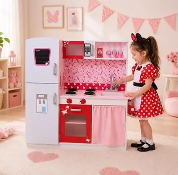 Wooden Kitchen Set - ხის სათამაშო სამზარეულო სათავსოებით