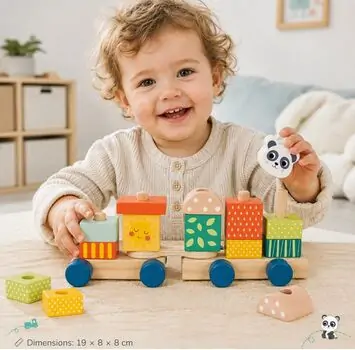 Tooky Toys Wooden Stacking Train - ხის განსავითარებელი სათამაშო მატარებელი