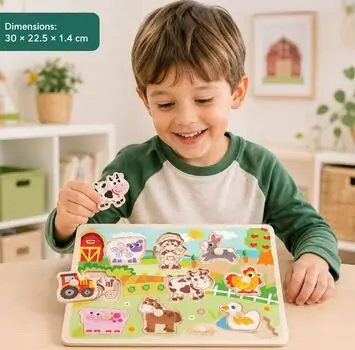 Tooky Toy Chunky puzzle Farm - ფერმის ხის ფაზლი