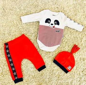 Hello Panda, Red, 3in1ახალშობილის ტანსაცმლის ნაკრები MİNİWORLD 15445, ზომა: 3-6 თვე