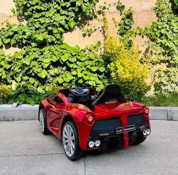Ferrari Electric Car Painting Red - ელექტრო მანქანა კაუჩუკის საბურავებით და ტყავის სავარძლით, 5 image