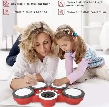 Toy Zest Electronic Drum Red - სათამაშო ელექტრო დრამი, 4 image