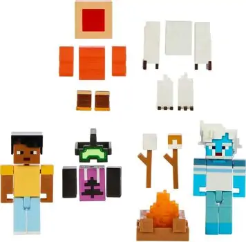 Minecraft Creator Series Camp Enderwood Steve and Mob Figures - მაინქრაფთის სათამაშო ფიგურები