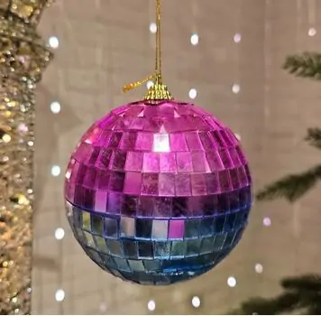 Pink Disco Christmas Ball Hanging Decoration - ნაძვის ხის სათამაშო, 2 image