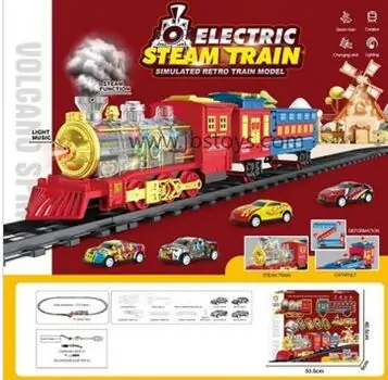 Electric Train Set With Light, Sound And Smoking - მატარებლის ნაკრები განათებით, ხმით და ორთქლით, 5 image
