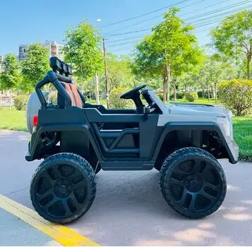 Super Sport Jeep Grey - ელექტრო მანქანა ტყავის სავარძლით და კაუჩუკის საბურავებით, 4 image