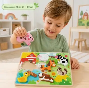 Tooky Toy Chunky puzzle Farm-ფერმის ხის ფაზლი